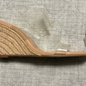 Zara Clear Strap Wedge Square Toe Sandals size 9